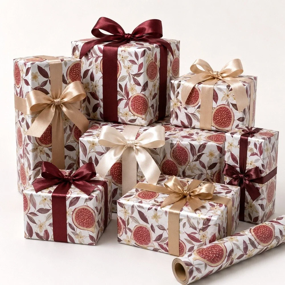 Etymology Heavyweight Gift Wrap Roll 100 SqFt Fig Floral Pattern Elegant 109-11